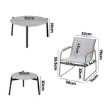 Livsip 6PCS Outdoor Patio Set 4x Chairs Coffee Table Set Textilene