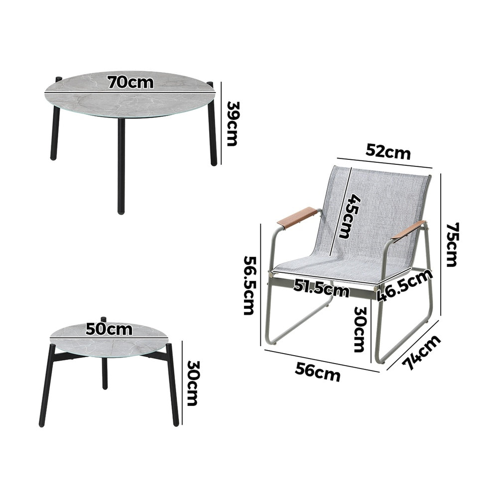 Livsip 6PCS Outdoor Patio Set 4x Chairs Coffee Table Set Textilene