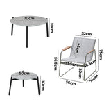 Livsip 6PCS Outdoor Patio Set 4x Chairs Coffee Table Set Textilene - Side View
