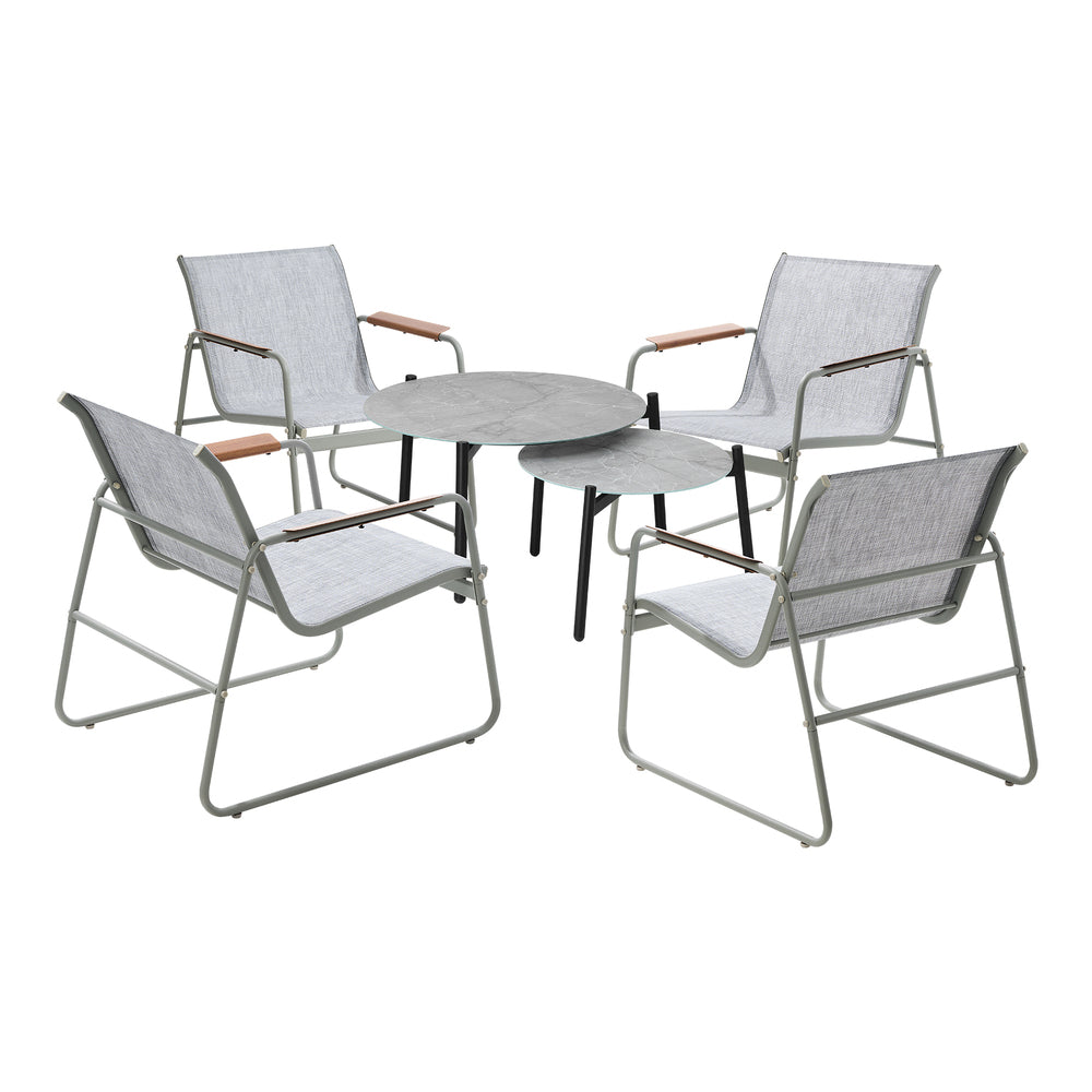 Livsip 6PCS Outdoor Patio Set 4x Chairs Coffee Table Set Textilene