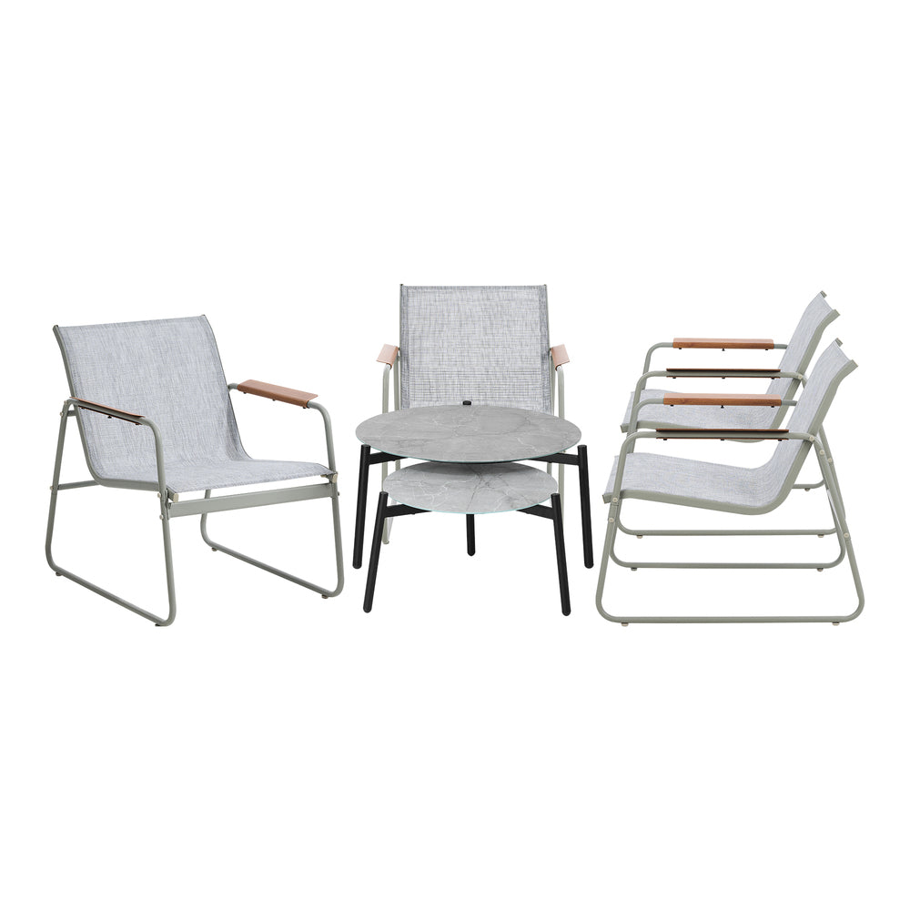 Livsip 6PCS Outdoor Patio Set 4x Chairs Coffee Table Set Textilene