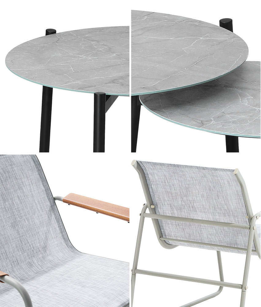 Livsip 6PCS Outdoor Patio Set 4x Chairs Coffee Table Set Textilene