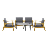Livsip 6PCS Outdoor Lounge Set 2pc Grey Coffee Table Sets with Armchairs