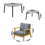 Livsip 6PCS Outdoor Lounge Set 2pc Grey Coffee Table Sets with Armchairs
