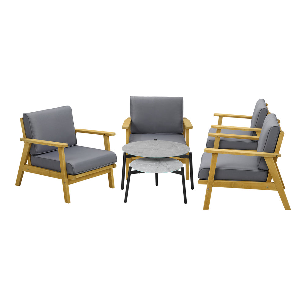 Livsip 6PCS Outdoor Lounge Set 2pc Grey Coffee Table Sets with Armchairs