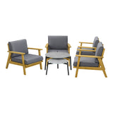 Livsip 6PCS Outdoor Lounge Set 2pc Grey Coffee Table Sets with Armchairs