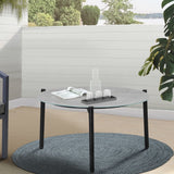 Livsip Outdoor Coffee Side Marble Table Desk 50cm Grey - Close-Up Angle