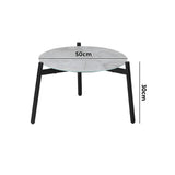 Livsip Outdoor Coffee Side Marble Table Desk 50cm Grey - Side View