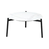 Livsip Outdoor Coffee Side Marble Table 50cm Round White - Side View
