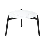 Livsip Outdoor Coffee Side Marble Table 50cm Round White - Front View