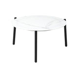 Livsip Outdoor Coffee Side Marble Table 50cm Round White - 45-Degree Angle