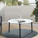 Livsip Outdoor Coffee Side Marble Table 70cm Round White