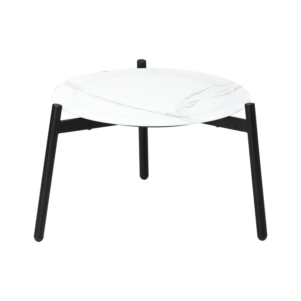 Livsip Outdoor Coffee Side Marble Table 70cm Round White