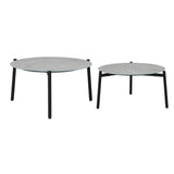 Livsip Outdoor Coffee Side Marble Table Set Grey 2PC - 45-Degree Angle