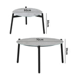 Livsip Outdoor Coffee Side Marble Table Set Grey 2PC - Close-Up Angle