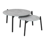 Livsip Outdoor Coffee Side Marble Table Set Grey 2PC - Top-Down View