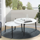 Livsip Outdoor Coffee Side Marble Table 50/70cm Set - 45-Degree Angle