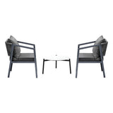 Livsip 3PCS Outdoor Patio Set White 50cm Coffee Table Grey Chairs