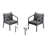 Livsip 3PCS Outdoor Patio Set White 50cm Coffee Table Grey Chairs