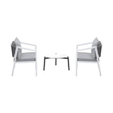 Livsip 3PCS Outdoor Patio Set White 50cm Coffee Table White Chairs
