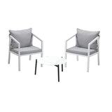 Livsip 3PCS Outdoor Patio Set White 50cm Coffee Table White Chairs