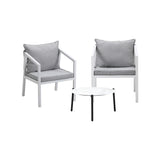 Livsip 3PCS Outdoor Patio Set White 50cm Coffee Table White Chairs - Rear View