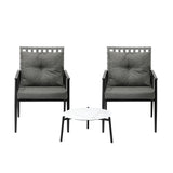 Livsip 3pcs Outdoor Patio Set 50cm Marble Table Rattan Chairs