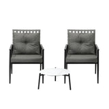 Livsip 3pcs Outdoor Patio Set 50cm Marble Table Rattan Chairs - Side View