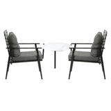 Livsip 3pcs Outdoor Patio Set 50cm Marble Table Rattan Chairs