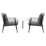 Livsip 3pcs Outdoor Patio Set 50cm Marble Table Rattan Chairs - 45-Degree Angle