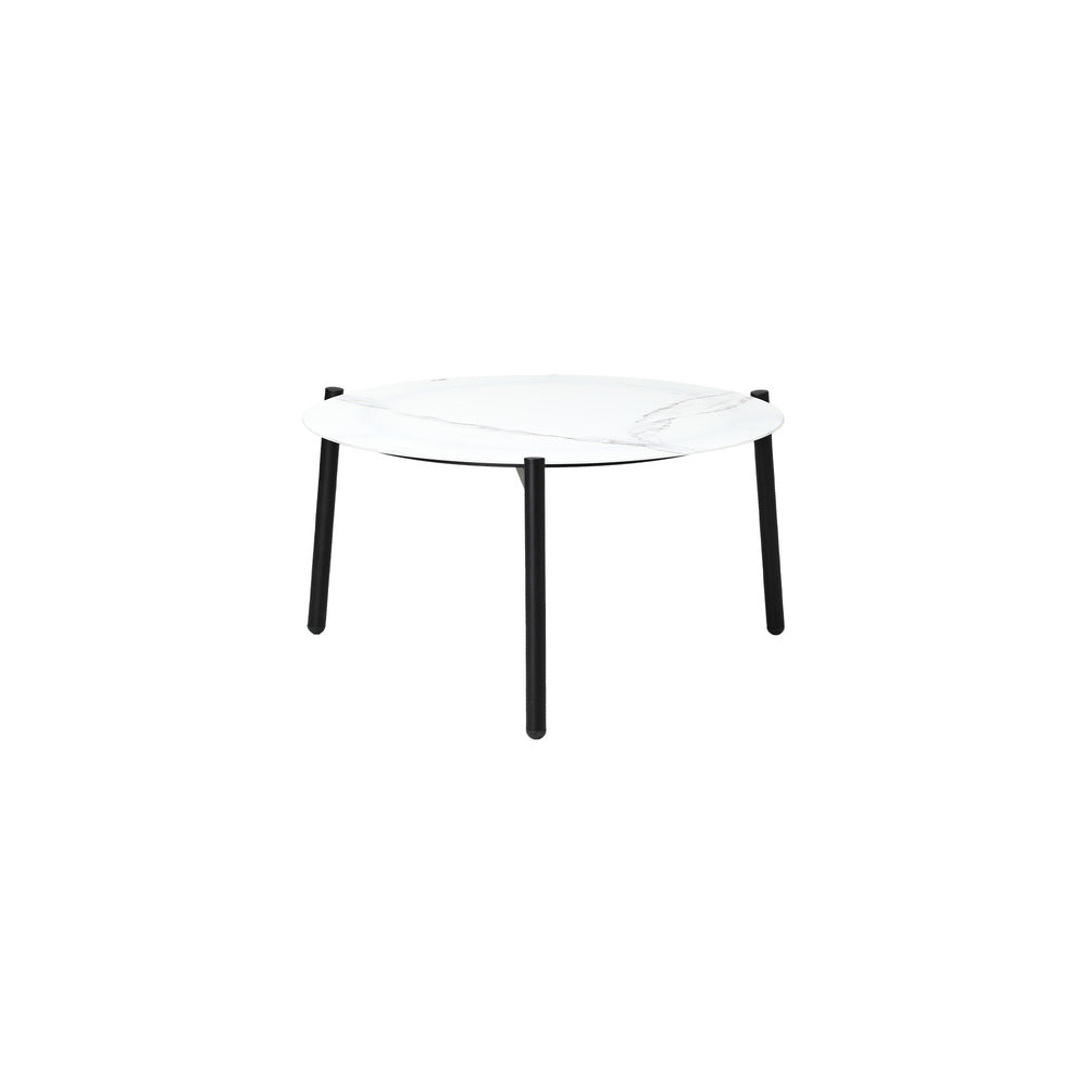 Livsip 3pcs Outdoor Patio Set 50cm Marble Table Rattan Chairs