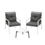 Livsip 3pcs Outdoor Lounge Set 50CM Round Table Rattan Chairs