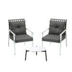 Livsip 3pcs Outdoor Lounge Set 50CM Round Table Rattan Chairs