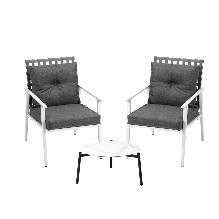 Livsip 3pcs Outdoor Lounge Set 50CM Round Table Rattan Chairs