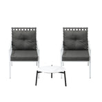 Livsip 3pcs Outdoor Lounge Set 50CM Round Table Rattan Chairs