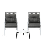 Livsip 3pcs Outdoor Lounge Set 50CM Round Table Rattan Chairs - Rear View