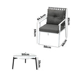 Livsip 3pcs Outdoor Lounge Set 50CM Round Table Rattan Chairs