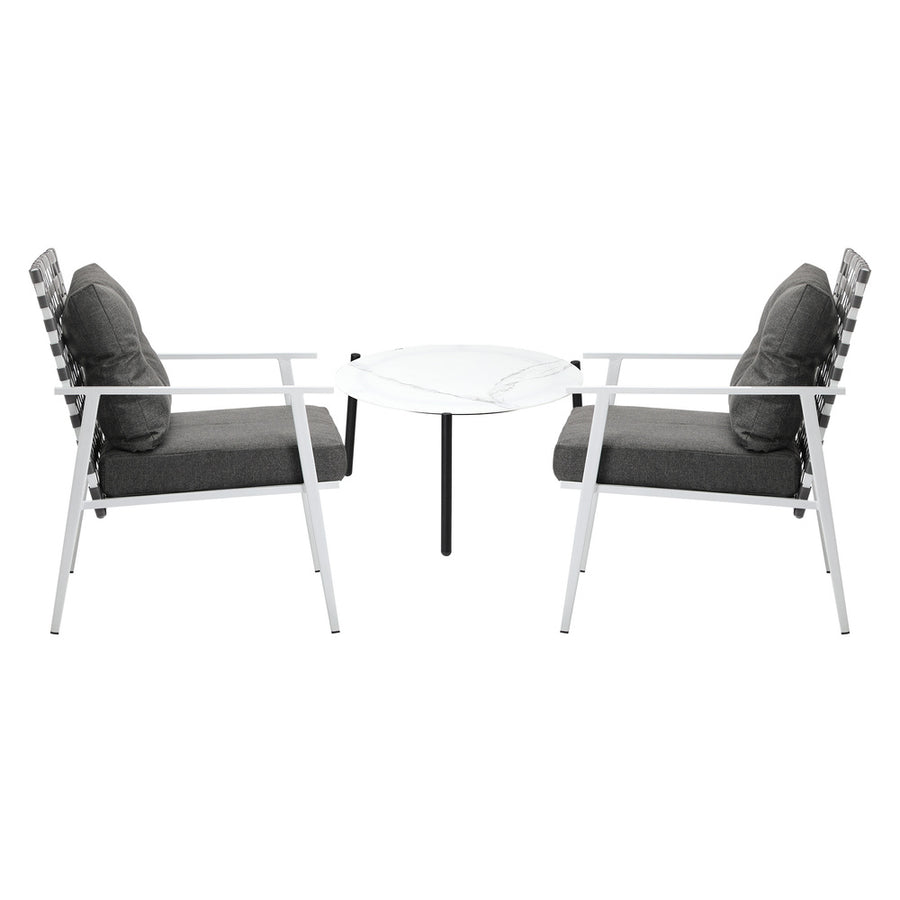 Livsip 3pcs Outdoor Lounge Set 50CM Round Table Rattan Chairs
