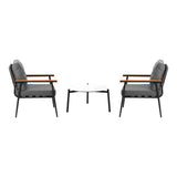 Livsip 3pcs Outdoor Patio Set 50cm Table Grey and Black Armchairs