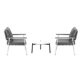 Livsip 3pcs Outdoor Patio Set 50cm Table Grey and White Armchairs