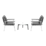 Livsip 3pcs Outdoor Patio Set 50cm Table Grey and White Armchairs - Side View