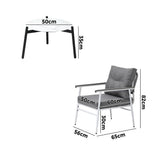 Livsip 3pcs Outdoor Patio Set 50cm Table Grey and White Armchairs