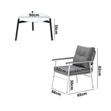 Livsip 3pcs Outdoor Patio Set 50cm Table Grey and White Armchairs - 45-Degree Angle