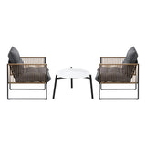 Livsip 3PCS Outdoor Patio Set 50cm Coffee Table Rattan Chairs