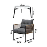 Livsip 3PCS Outdoor Patio Set 50cm Coffee Table Rattan Chairs - Rear View