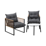 Livsip 3PCS Outdoor Patio Set 50cm Coffee Table Rattan Chairs