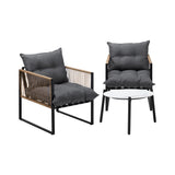 Livsip 3PCS Outdoor Patio Set 50cm Coffee Table Rattan Chairs - Front View