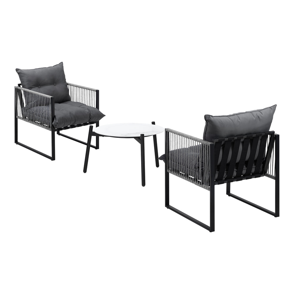 Livsip 3PCS Outdoor Patio Set 50cm White Table Cushioned Armchairs