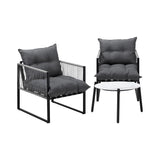Livsip 3PCS Outdoor Patio Set 50cm White Table Cushioned Armchairs