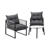 Livsip 3PCS Outdoor Patio Set 50cm White Table Cushioned Armchairs - Extra Image